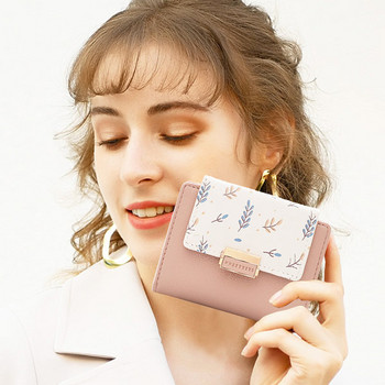 Нов модел дамски кожен портфейл с метално закопчаване и джоб за монети