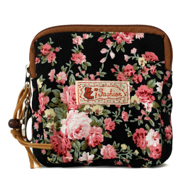 Jauna modeļa sieviešu maks ar ziedu motīvu un emblēmu