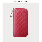 Gara modeļa sieviešu ādas maciņš ar rāvējslēdzēju