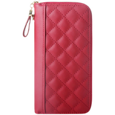 Gara modeļa sieviešu ādas maciņš ar rāvējslēdzēju