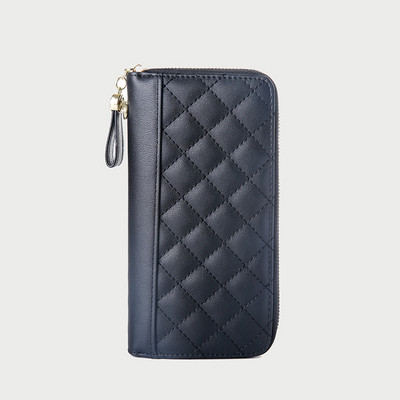 Gara modeļa sieviešu ādas maciņš ar rāvējslēdzēju