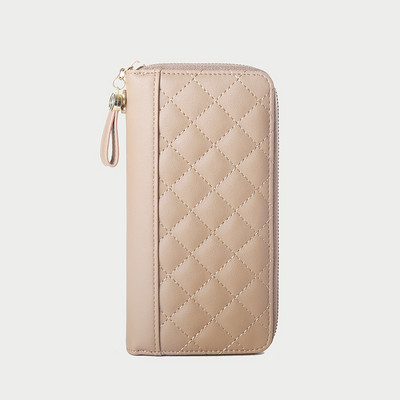 Gara modeļa sieviešu ādas maciņš ar rāvējslēdzēju