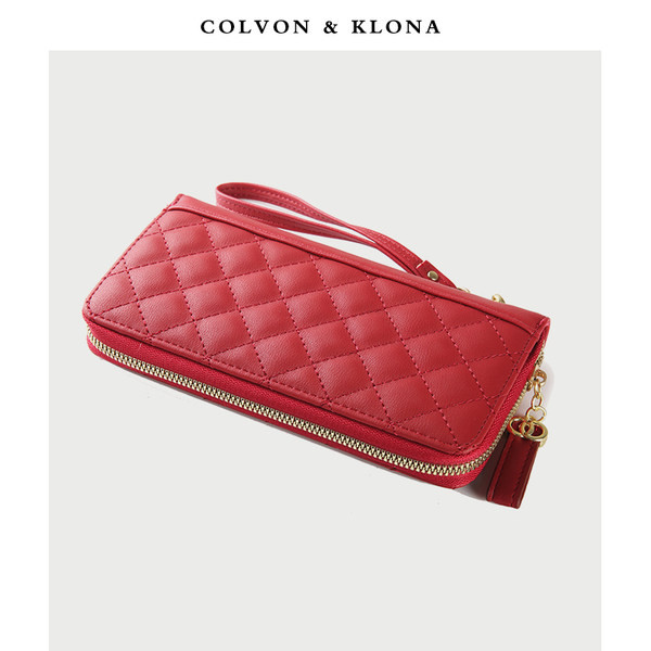 Gara modeļa sieviešu ādas maciņš ar rāvējslēdzēju