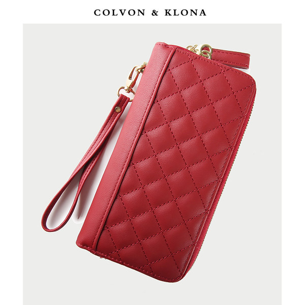 Gara modeļa sieviešu ādas maciņš ar rāvējslēdzēju