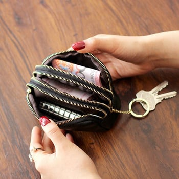 Дамски ежедневен портфейл с метална халка за ключове 