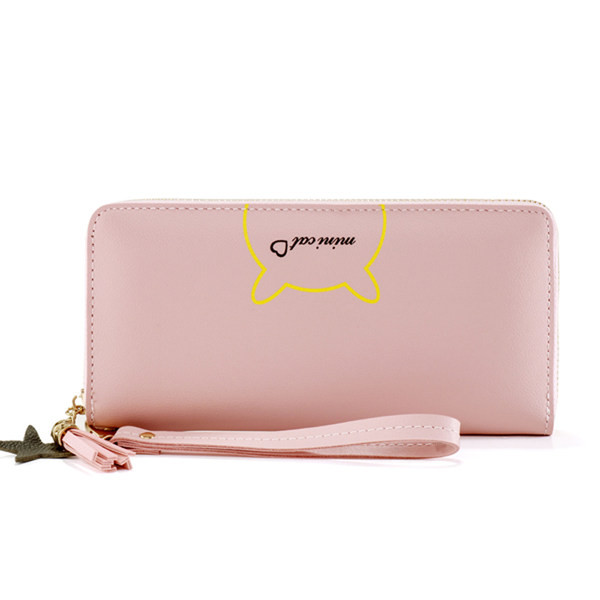 Portofel de dama din piele cu maner si pandantiv