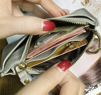 Дамски портфейл от изкуствена кожа с цип в няколко цвята