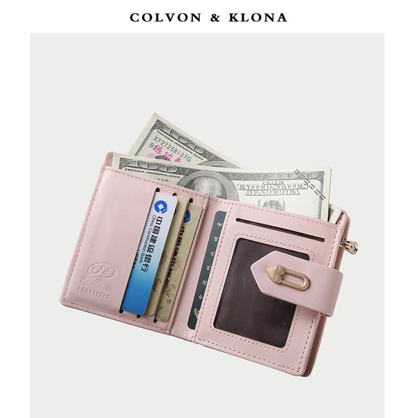 Portofel de dama din piele cu fermoar si inchizator metalic in trei culori