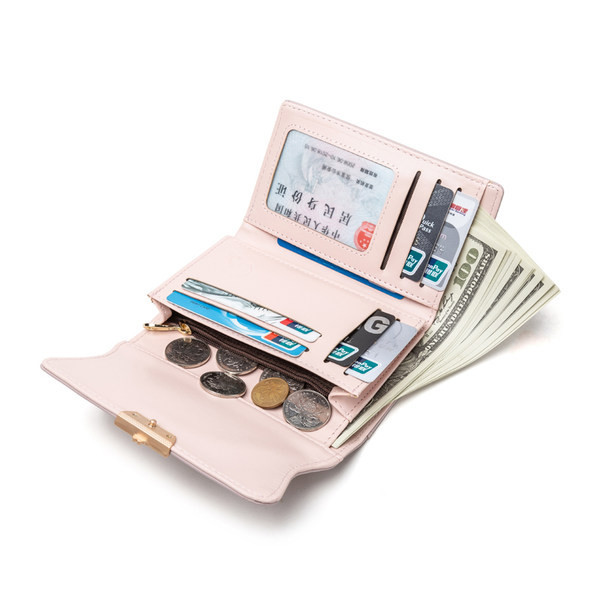 Stilīgs sieviešu maks ar metāla apdari vairākās krāsās