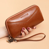 Portofel funcțional de damă cu fermoar și mâner scurt