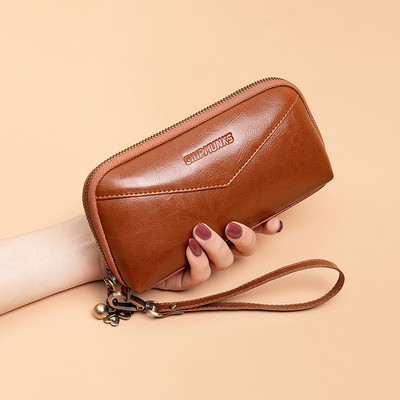 Portofel funcțional de damă cu fermoar și mâner scurt