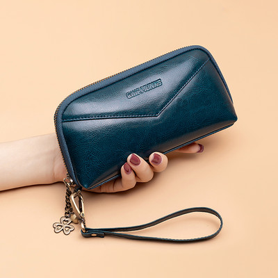 Portofel funcțional de damă cu fermoar și mâner scurt