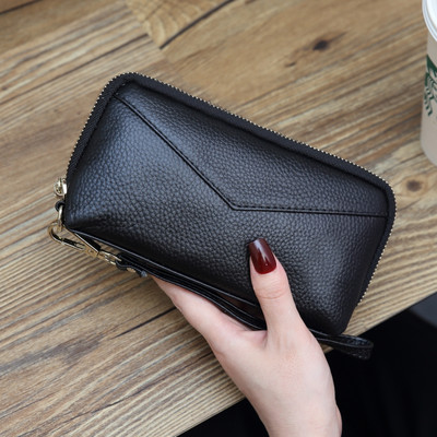 Portofel funcțional de damă cu fermoar și mâner scurt