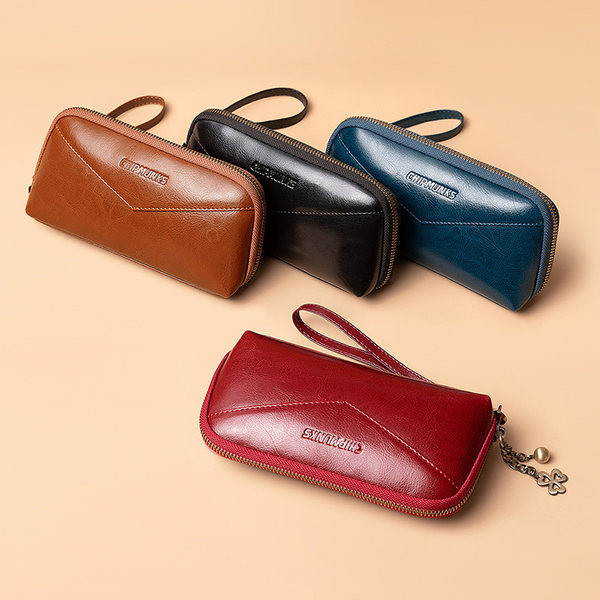 Portofel funcțional de damă cu fermoar și mâner scurt