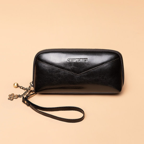 Portofel funcțional de damă cu fermoar și mâner scurt