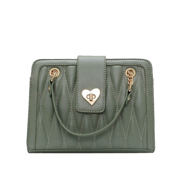 Geantă modernă de damă din piele, cu mâner metalic lung