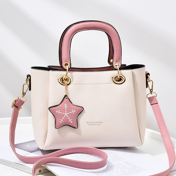 Geantă mică de zi cu zi din piele ecologică cu două mânere