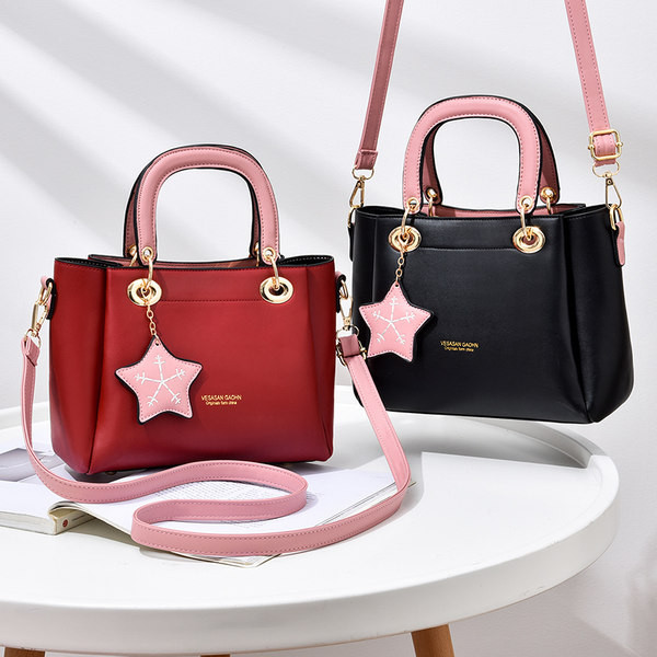 Geantă mică de zi cu zi din piele ecologică cu două mânere