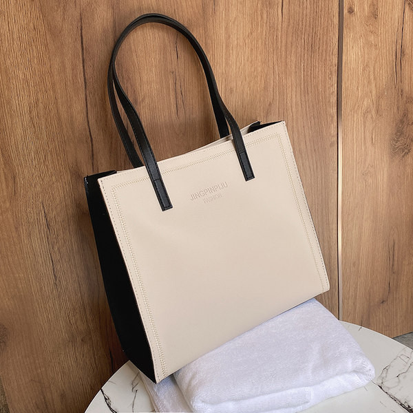 Geantă de zi cu zi pentru femei cu inscripție din piele ecologică și închidere metalică