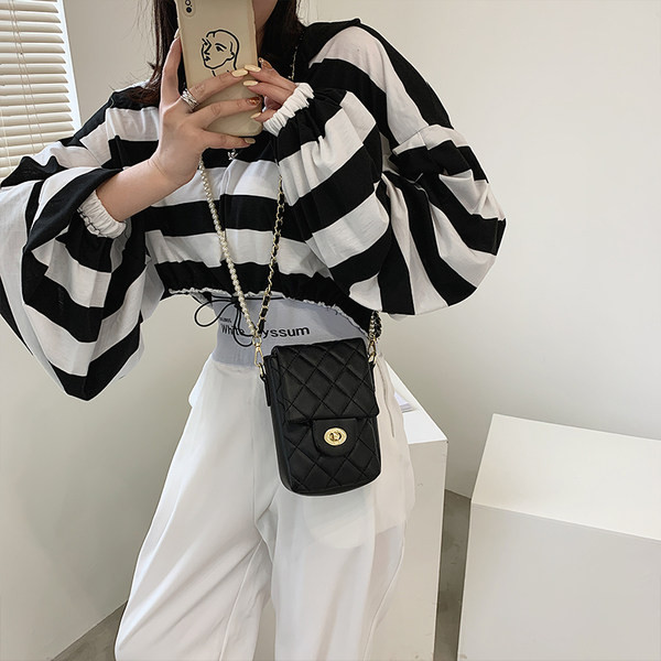 Maza eko ādas soma ar pērļu garu rokturi