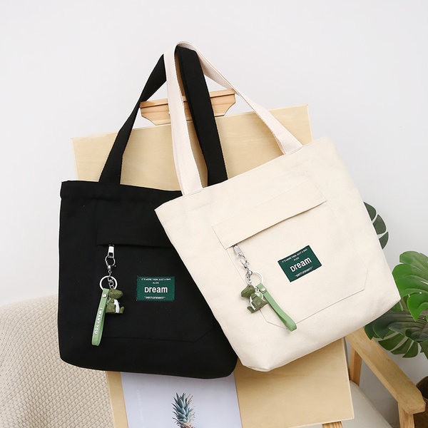 Sieviešu audekla soma ar priekšējo kabatu un plecu rokturiem