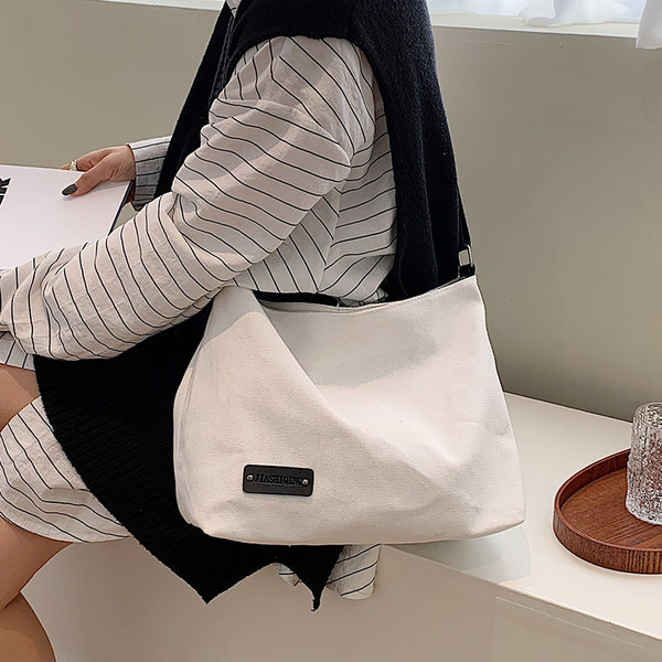 Geanta de dama textila cu maner lung in doua culori