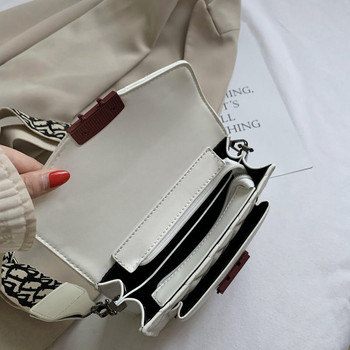 Дамска кожена чанта за рамо-с регулируема дръжка