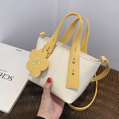 Μικρή οικολογική δερμάτινη τσάντα με κοντή και μακριά λαβή