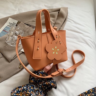 Μικρή οικολογική δερμάτινη τσάντα με κοντή και μακριά λαβή