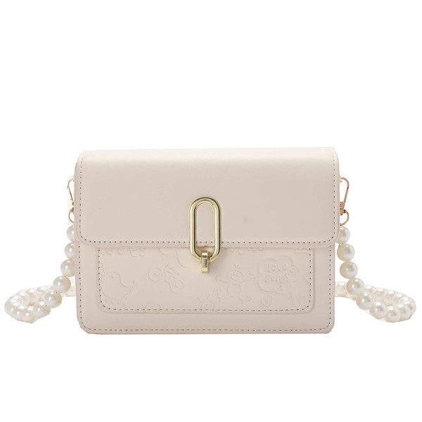 Γυναικεία κομψή τσάντα με πέρλες και μακριά λαβή