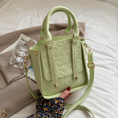 Geanta mica din piele ecologica reliefata si doua manere