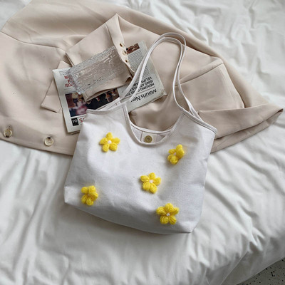 Ikdienas sieviešu soma ar 3D ziediem un īsu rokturi