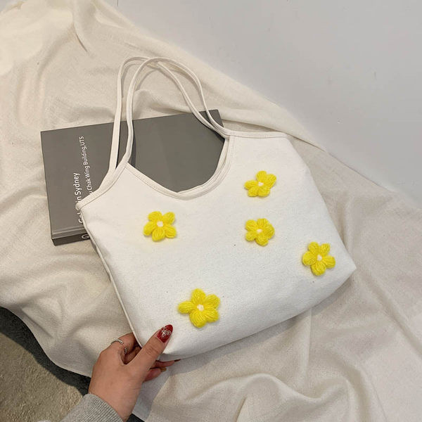 Ikdienas sieviešu soma ar 3D ziediem un īsu rokturi