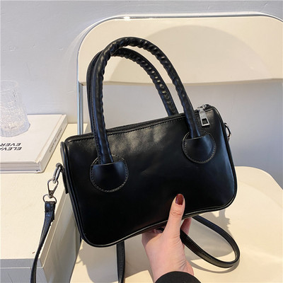 Γυναικεία έκο δερμάτινη τσάντα με μακριά και κοντή λαβή - φερμουάρ