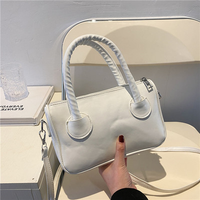 Γυναικεία έκο δερμάτινη τσάντα με μακριά και κοντή λαβή - φερμουάρ