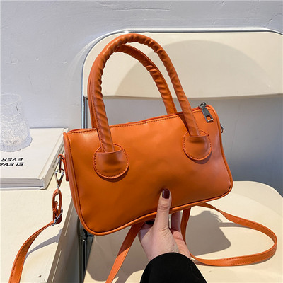 Γυναικεία έκο δερμάτινη τσάντα με μακριά και κοντή λαβή - φερμουάρ