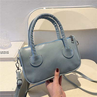 Γυναικεία έκο δερμάτινη τσάντα με μακριά και κοντή λαβή - φερμουάρ