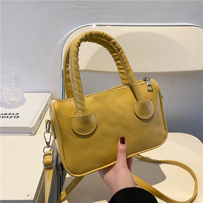 Γυναικεία έκο δερμάτινη τσάντα με μακριά και κοντή λαβή - φερμουάρ