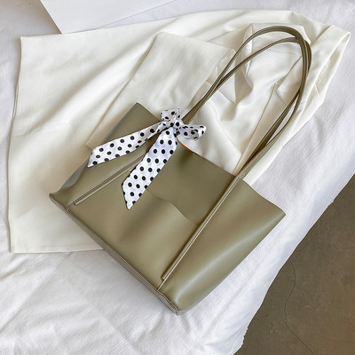 Μεγάλη έκο δερμάτινη τσάντα μεγάλου μεγέθους με υφασμάτινη κορδέλα