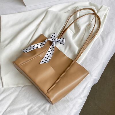 Μεγάλη έκο δερμάτινη τσάντα μεγάλου μεγέθους με υφασμάτινη κορδέλα