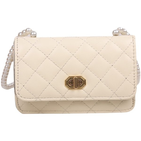 Geanta de dama din piele cu maner lung din perle