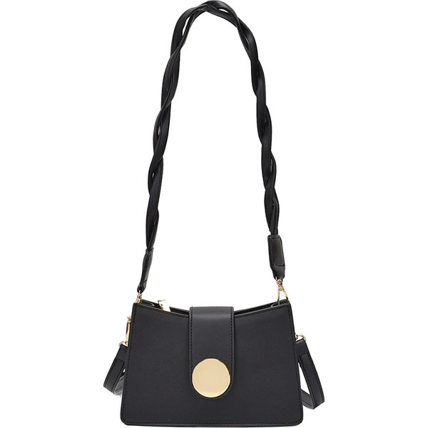 Γυναικεία τετράγωνη τσάντα με μεταλλική στερέωση και φερμουάρ