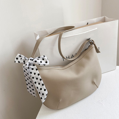 Geanta casual din piele cu panglica textila