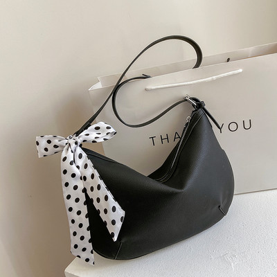 Geanta casual din piele cu panglica textila