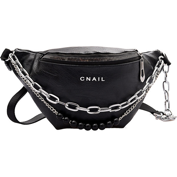 Sieviešu plecu soma ar metāla apdari un pērlēm no eko ādas