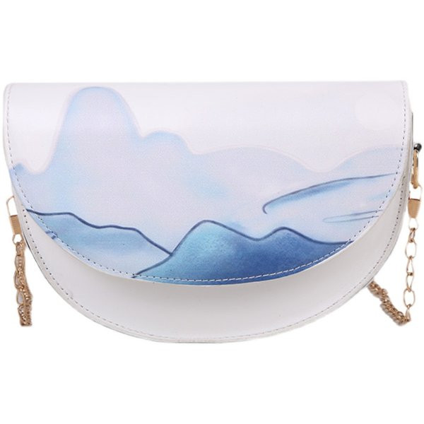 Γυναικεία έκο δερμάτινη τσάντα με μακριά μεταλλική αλυσίδα