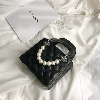 Καθημερινή γυναικεία τσάντα από οικολογικό δέρμα με πέρλες και φερμουάρ