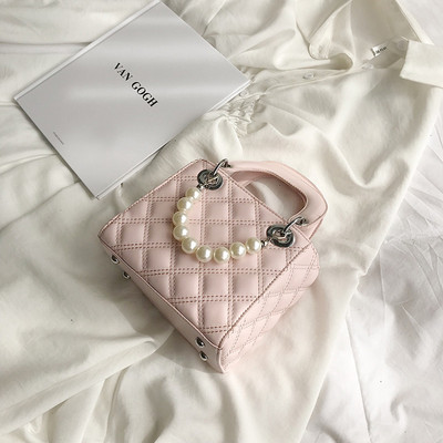 Καθημερινή γυναικεία τσάντα από οικολογικό δέρμα με πέρλες και φερμουάρ