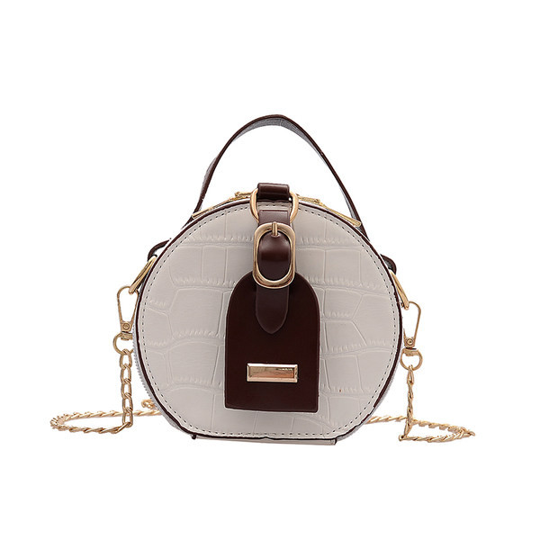 Sieviešu moderna apaļa soma ar rokturi un ķēdīti