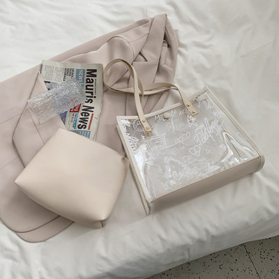 Geanta de dama din silicon cu aplicatie si inchizator metalic